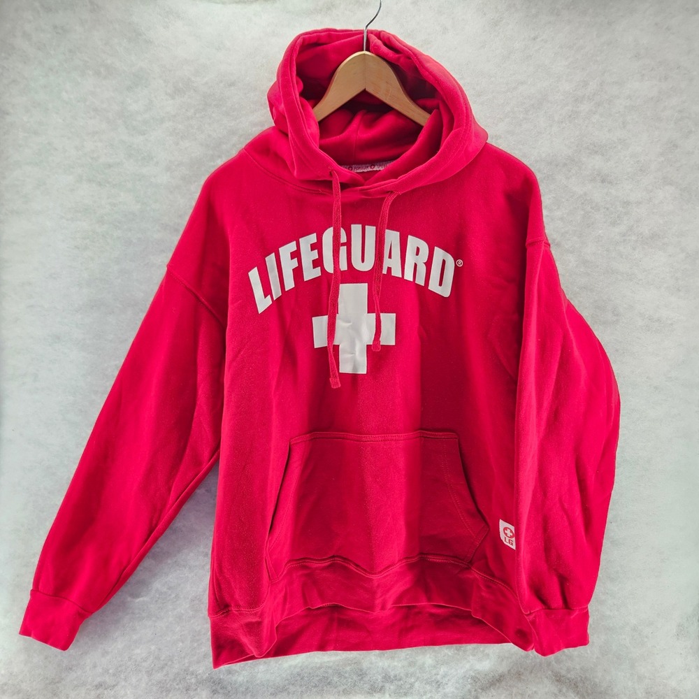 Lifeguard Red Hoodie Sweatshirt Officially Licensed Est. 1952 Medium Unisex NWOT